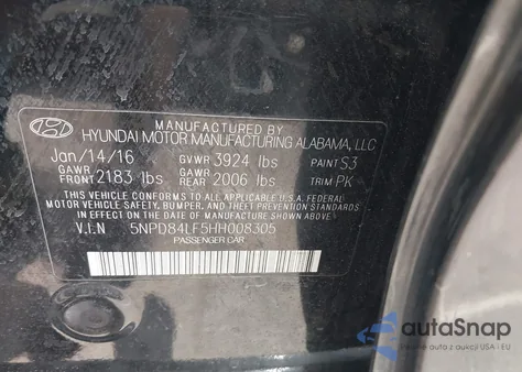 2017 Hyundai Elantra Se z USA, uszkodzony, nr VIN 5NPD84LF5HH008305